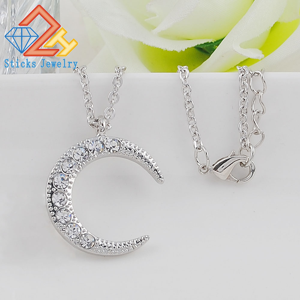 

Fashion Moon Pendant Choker Necklace White K Color Zinc Alloy Chain Collar Necklace For Women Party Jewelry Charm Bijoux