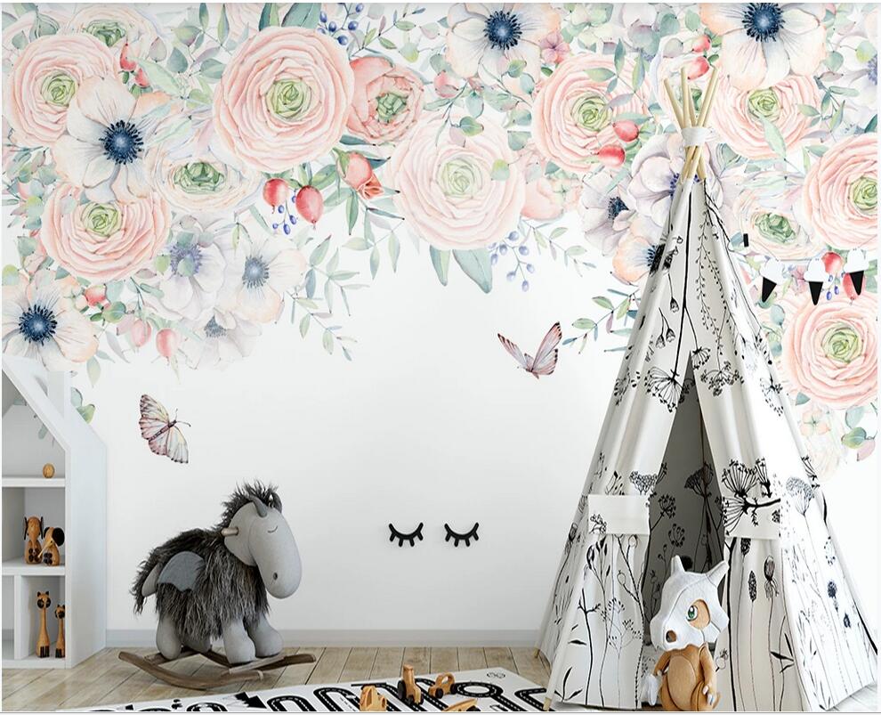 

3d room wallpaper custom photo mural Nordic hand painted small fresh pastoral flowers background wall wallpaper for walls 3 d, Non-woven fabric