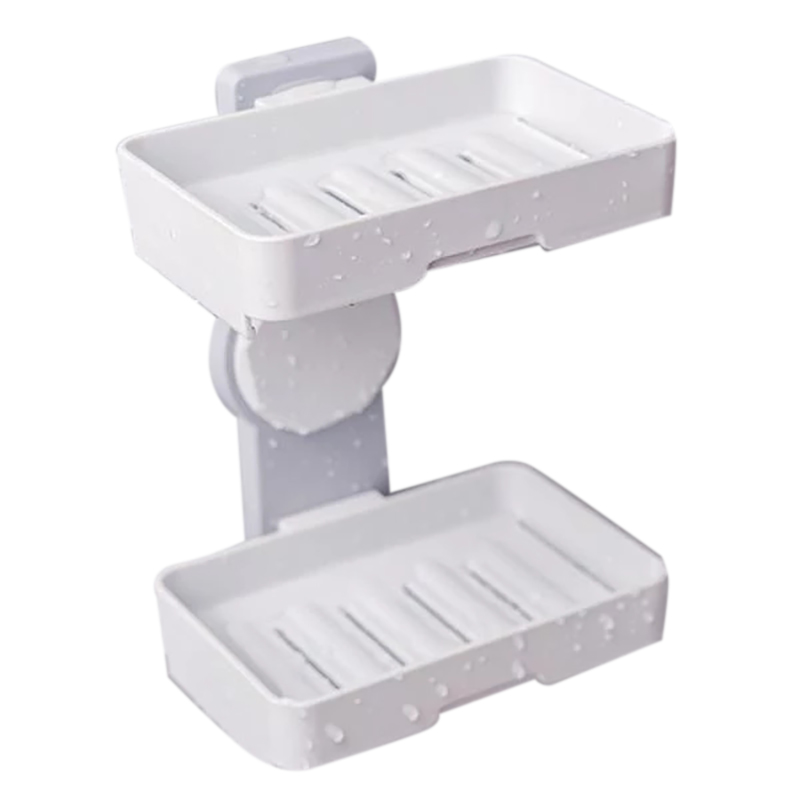 

Double Layers Powerful Suction Cup Soap Dish Holder Wall Mounted for Bathroom Shower Soap Holder Saver Box Storage Organizer Rac