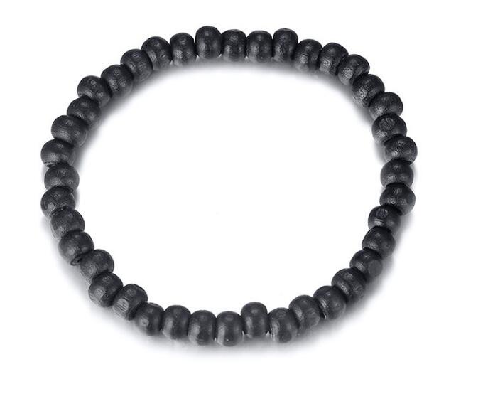 

6.5mm ball black beaded stone bracelet 16.5cm lenght strings of Buddhist rosary beads bangle