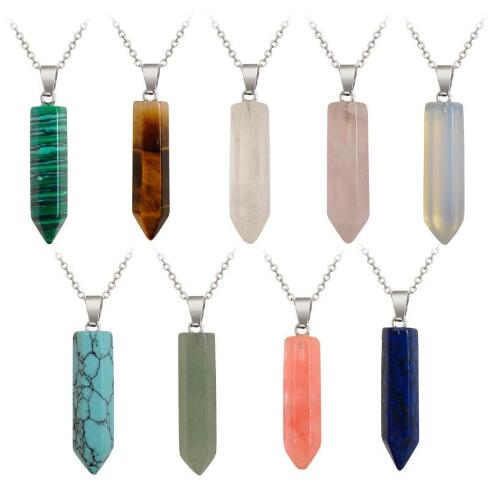 

Pretty Necklace Jewelry Cheap Healing Crystal Rose Quartz Chakra Healing Point Natural Stone Pendant Necklace GB1535