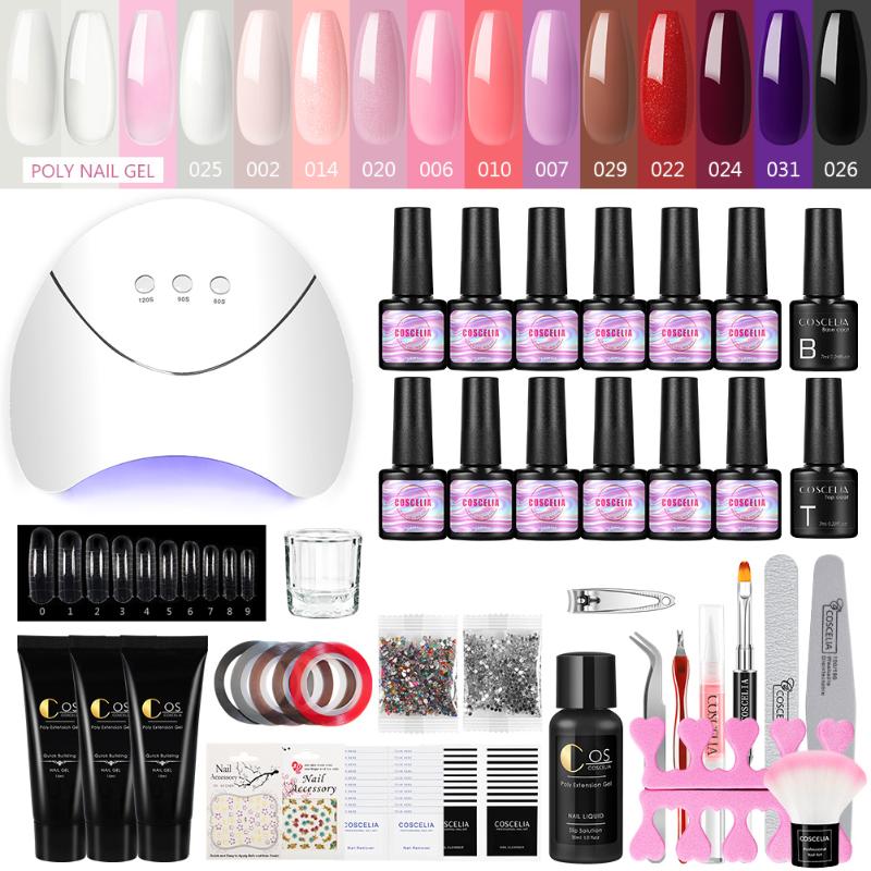 

COSCELIA Extended Crystal Nail Polish UV LED Nail Lamp Gel Kit Tools For Manicure Set For Art Semi-Permanent Varnish Tools
