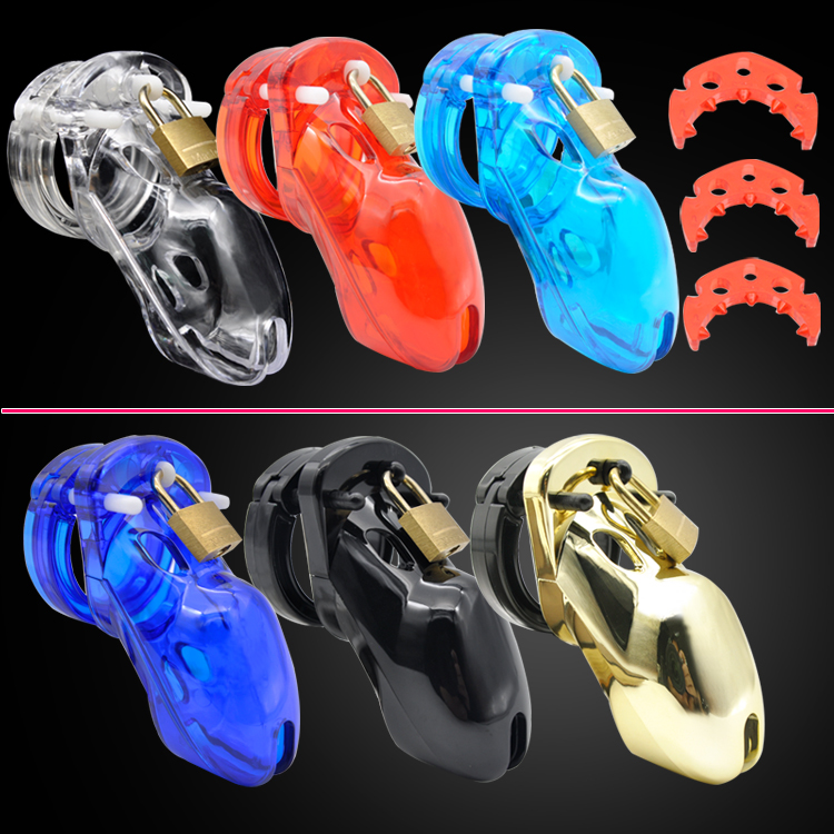 

Multicolor Plastic Male Long Chastity Device Cage with Brass Padlock A305