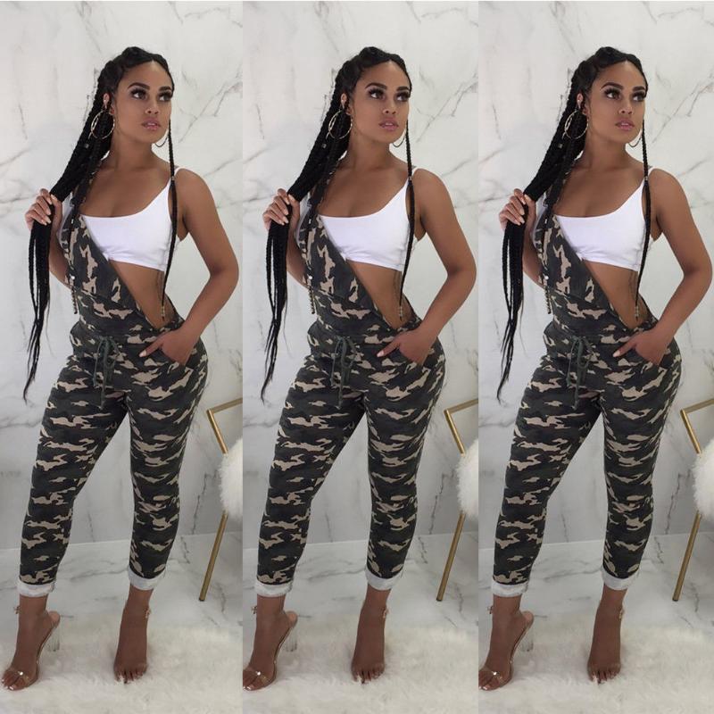 

Casual Fashion Loose Women' Camouflage Jumpsuit Strap Dungarees Harem Pants Overalls Sleeveless Daily Clothes Stylish Girls, As pic