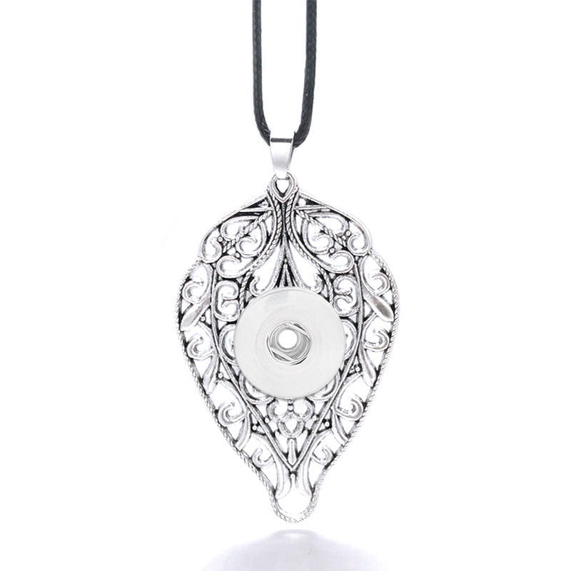 Hot Interchangeable Christmas Leaves Ginger Necklace 037 12mm 18mm Snap Button Pendant Necklace Charm Jewelry For Women Gift-image-398894785