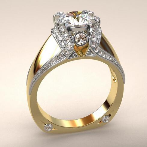 

Female Creative Unique Design Engagement Ring Gold/Silver Full Zirconium Oxide Crown Ring Fashion Party Jewelry anillos