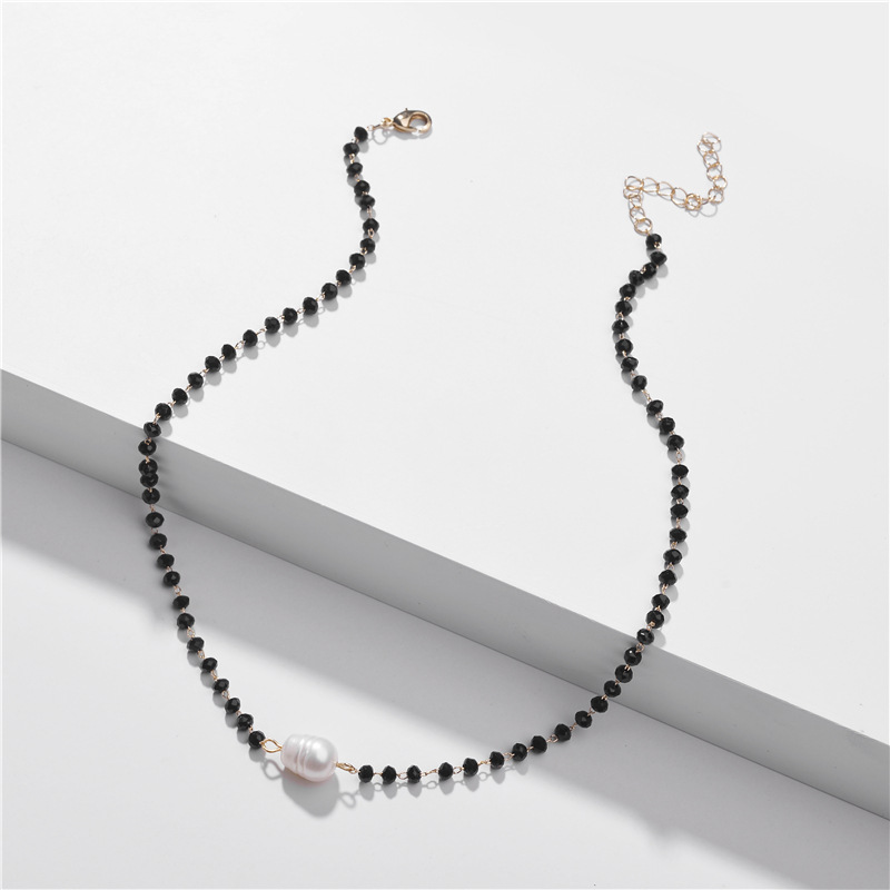 

2020 Summer Delicate Glass Beaded Chain Link Short Necklace Freshwater Pearl Dainty Necklaces for Women