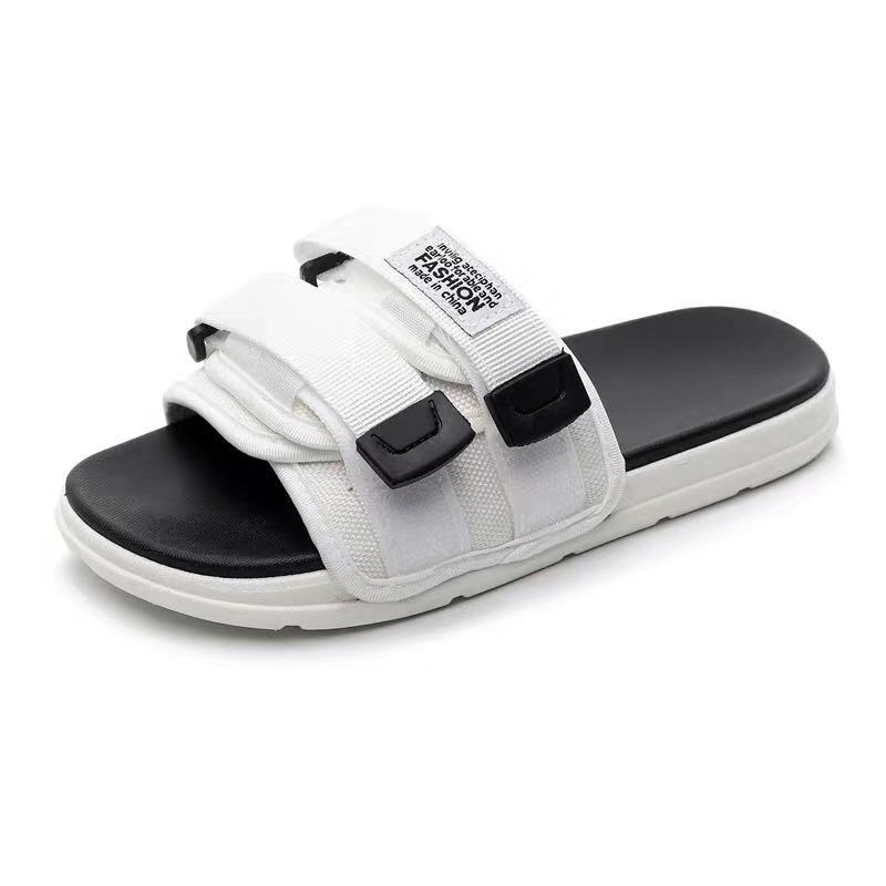 

2020 New fashion comfortable slippers men's summer wear-resistant non-slip word drag couple trend net red sandals and slippers
