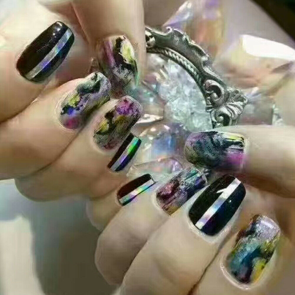 

Stickers Laser Folie Aufkleber Stifen Band 3D Nail Art Sticker Maniku Nagel A987, Multi