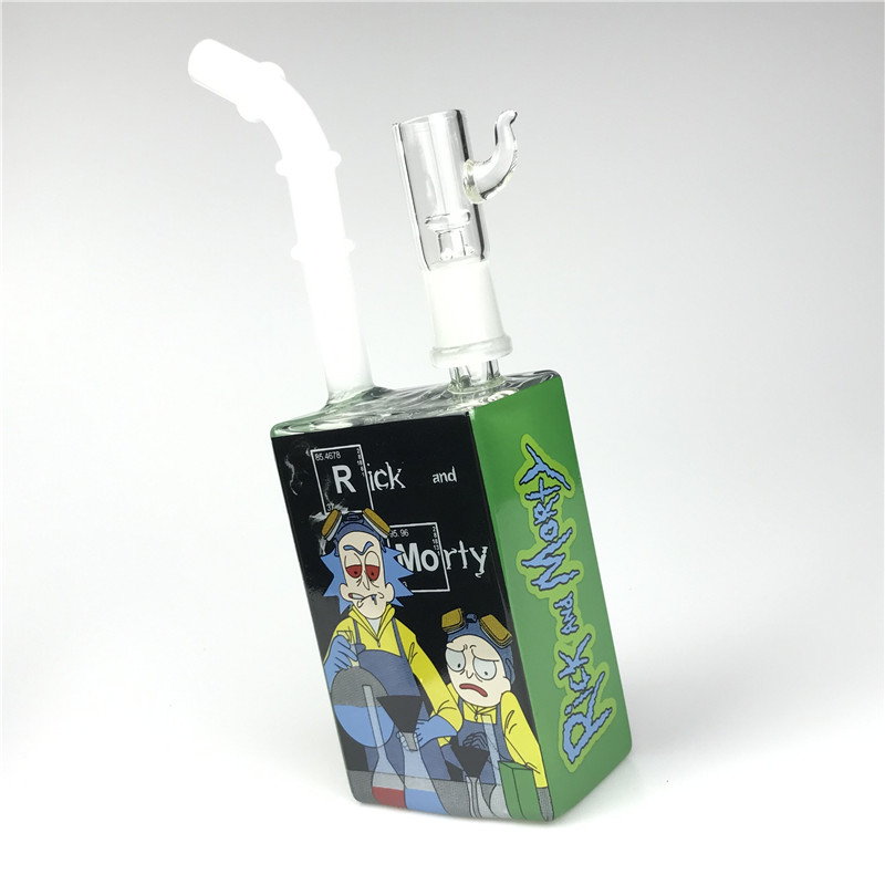 

New 14mm Juice Box Rig with 7.5 Inch Thick Square Beaker Heady Hitman Glass Water Bongs Colorful Liquid Sci Juice Box