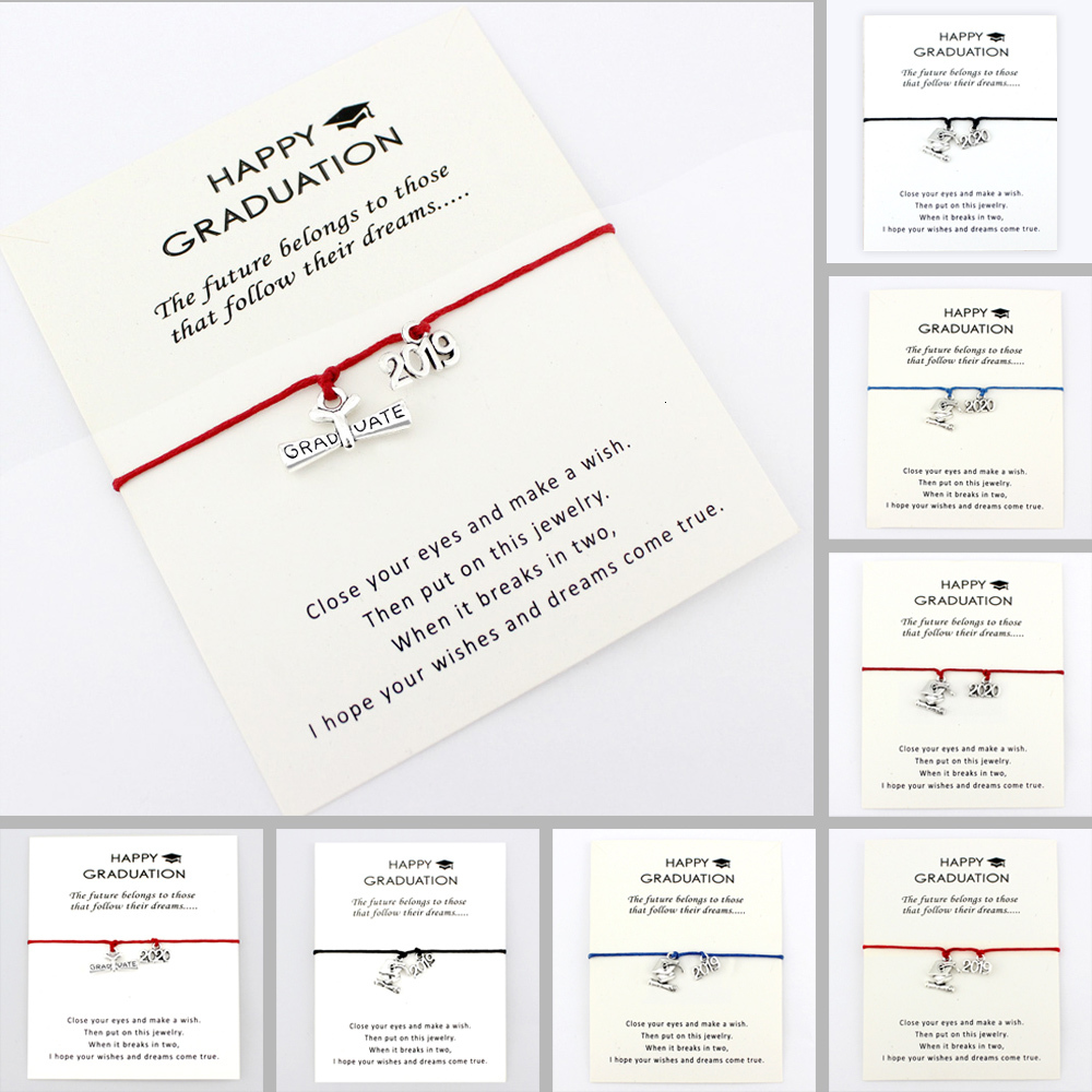 

New arrival 2020 Graduation Senior Charm Bracelets Square College Cap Diploma Women Men Girl Boy Unisex Fashion Jewelry Friendship Gift