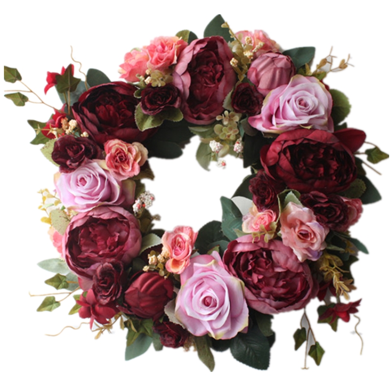 

Simulation Peony Wreaths Floral Hoop Garland Wedding Decoration Household Wall Hanging Flowers, B018