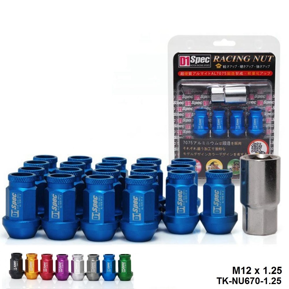 

D1 Spec JDM BLACK RACING WHEEL LUG NUTS M12 X 1.25MM 20PCS For Nissan Subaru Suzuki TK-NU670-1.25
