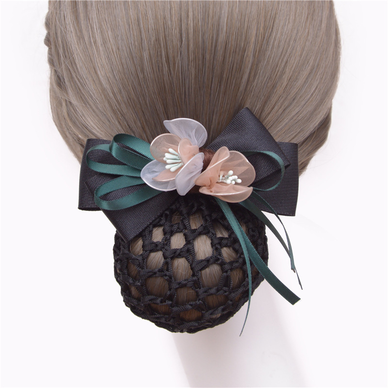 

Elegant Handmade Office Ladies Hairpins Bow Ribbon Flower Tie Barrette Hair Clip Cover Bowknot Net Bun Snood Women Accessories