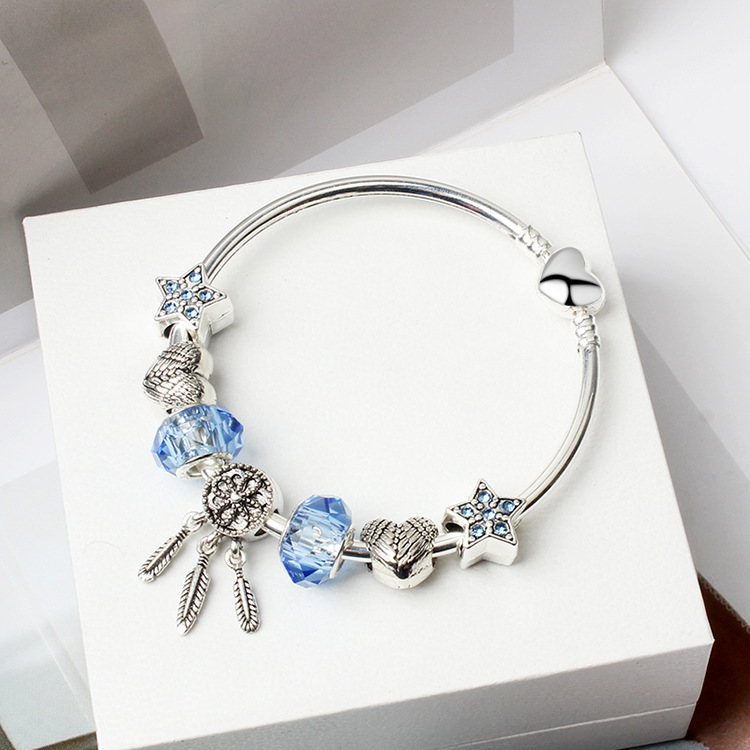 

Wholesale-925 Sterling Silver Crystal Murano Lampwork Glass & Crystal European Charm Beads Fits Pandora Charm bracelets Style Free Ship