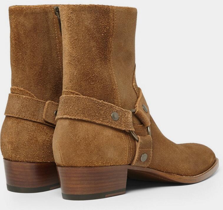 

Hot Sale-2017 Man Fashion Slp Classic Wyatt 40 Harness Boots In Camel Suede Men Shoes, C 2
