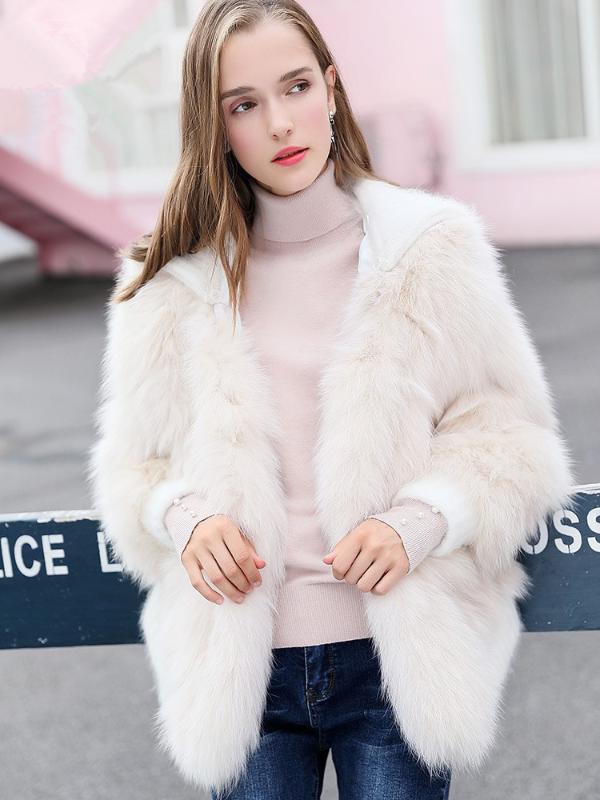 

Coat Winter Real Clothes Fur Collar Autumn Coats and Jackets Women Korean Jacket Abrigos MY1111, White