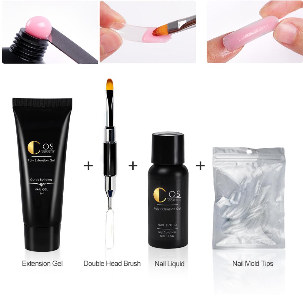 

4pcs/kit Poly Extention Gel Set Nail Clear Color Nail Tip Uv Gel Slice Brush Quick Building For Nails Extensions Hard Jelly
