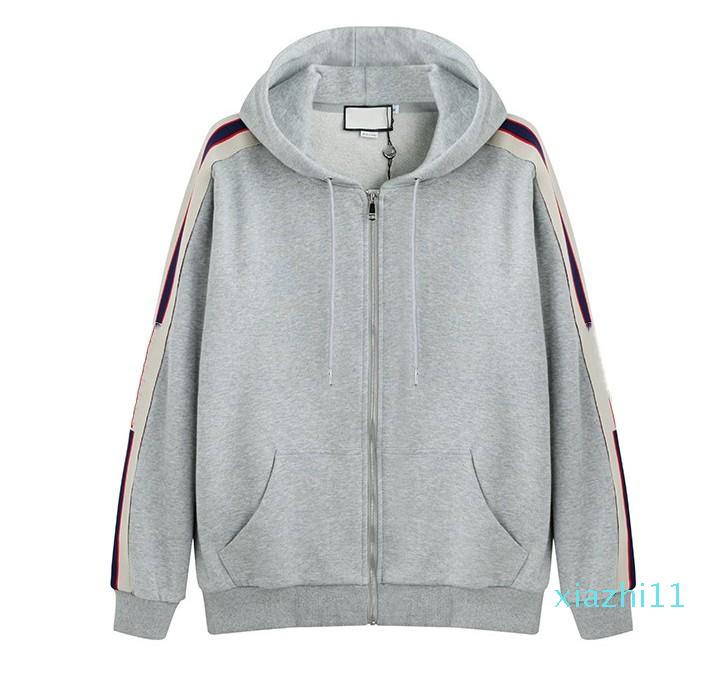 

fashion-Gray Luxury Italy Designer Fashion Brand New HOODED ZIP-UP SWEATSHIRT WITH logo STRIPE Men' Hoodies women Sweatshirts man clothing