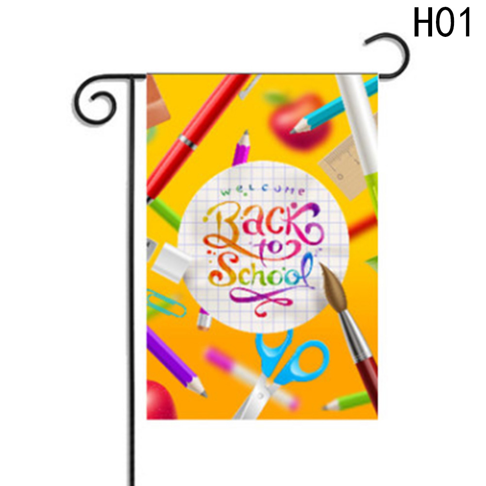 

2017 Back To School Garden Flags Double Sided Printing Yellow School Bus Over Landscape Designed Home Banners Yard Flag