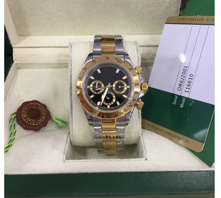 

With Original Box Luxury Watches 4 Style Yellow Gold & Steel Bracelet New 40mm Automatic Fashion Brand Men's Watch Wristwatch, Style 1 original box + watch