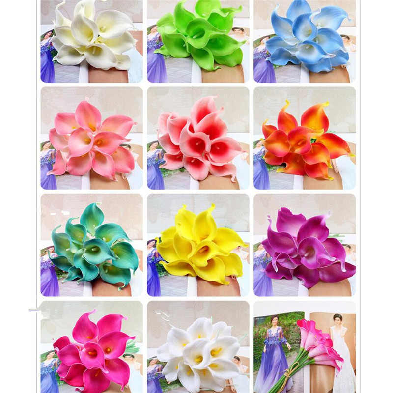 

one Callas Latex Calla Lily Artificial Real Touch Lily Flower Callas 14colors for Bridal Bouquet Centerpieces Home Decoration, Purple heart