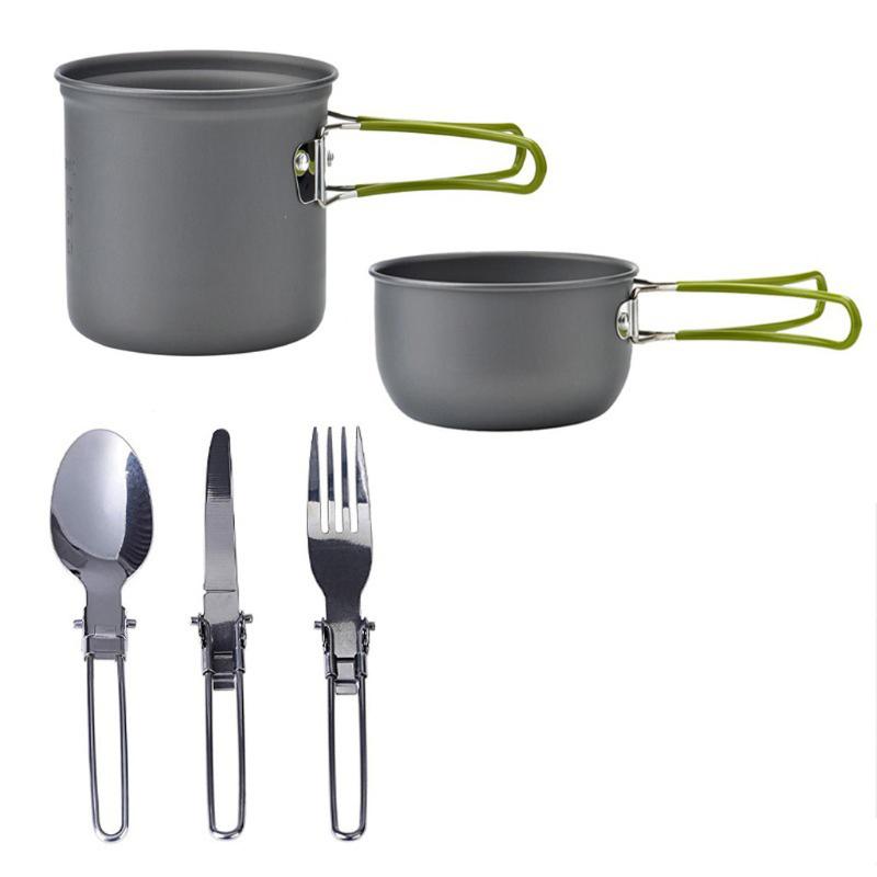 

5pc Outdoor Portable Camping Pot 1-2 People Wild Picnic Barbecue Tableware Pot Outdoor Gadget Mountaineering Accessories #GM