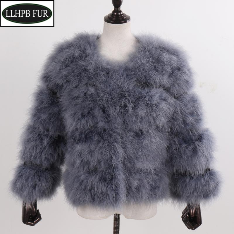 

Winter Women Knit Short Style Real Ostrich Fur Jackets Knitted Fashion Gilrs Natural Ostrich Fur Jacket Lady Real Outerwears, Pink
