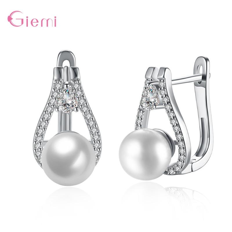 

Other Simple Simulated Pearl Earrings Perla Pendientes Cubic Zircon Hooks Earring 925 Sterling Silver Fine Jewelry Bijoux