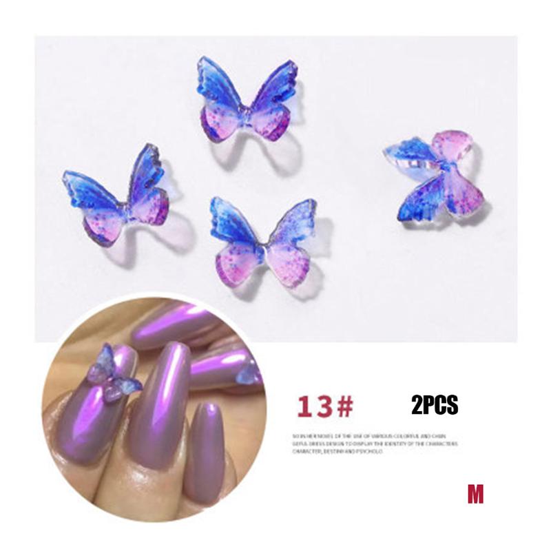 

2 Pcs 3D Nail Art Butterfly Stickers Glitters Manicure Art Tools Decoration WH998