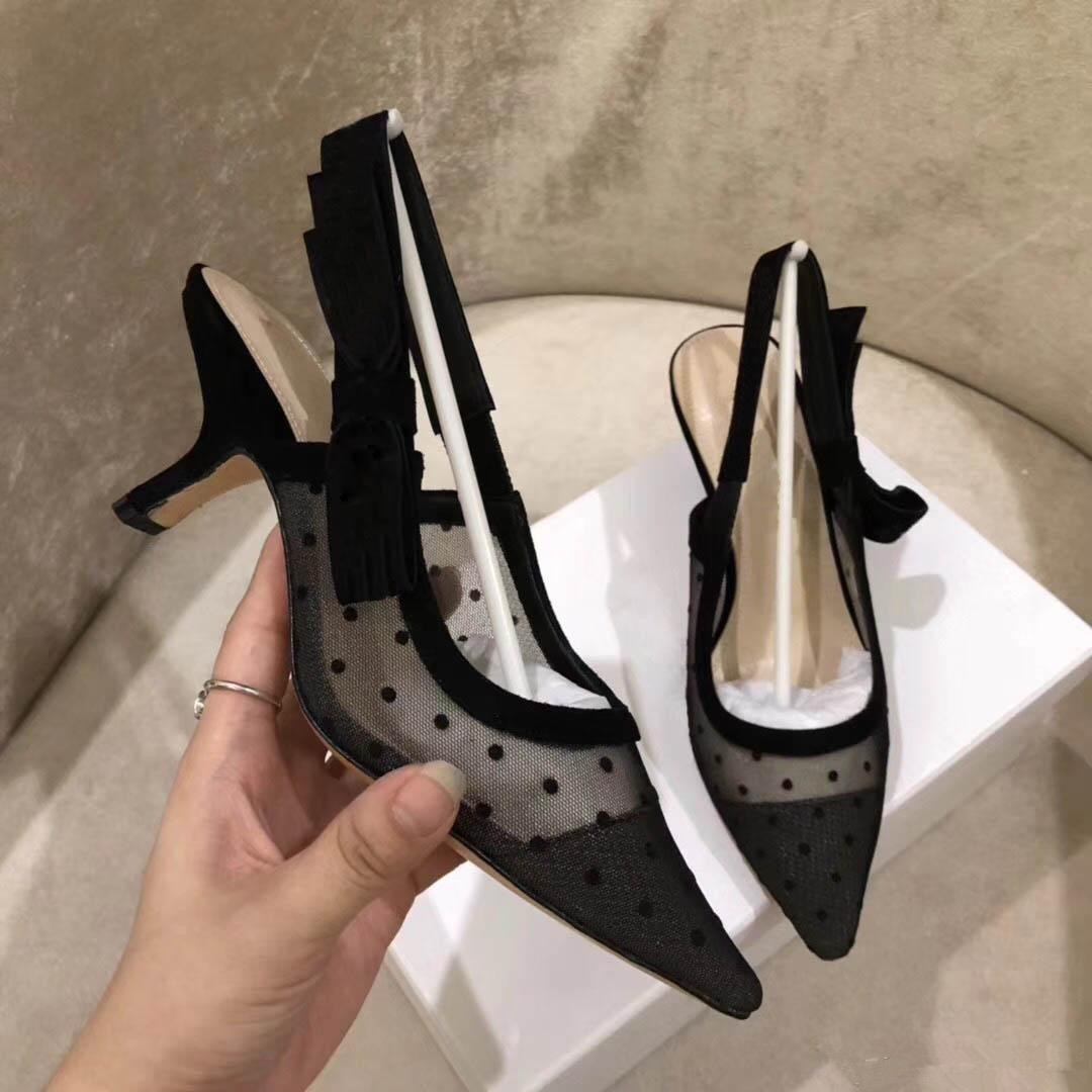 

Summer Ladies Sandals Riband Metal decoration Peep Toes Ankle Strap Chunky Heel Shoes Party Sexy Fashion Ladies Shoes Polka Dots Shoes