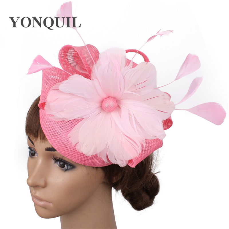 

2017 New arrival ivory or multiple colors fascinator wedding base hats women Occasion fascinator feather flower hats party headpiece SYF100