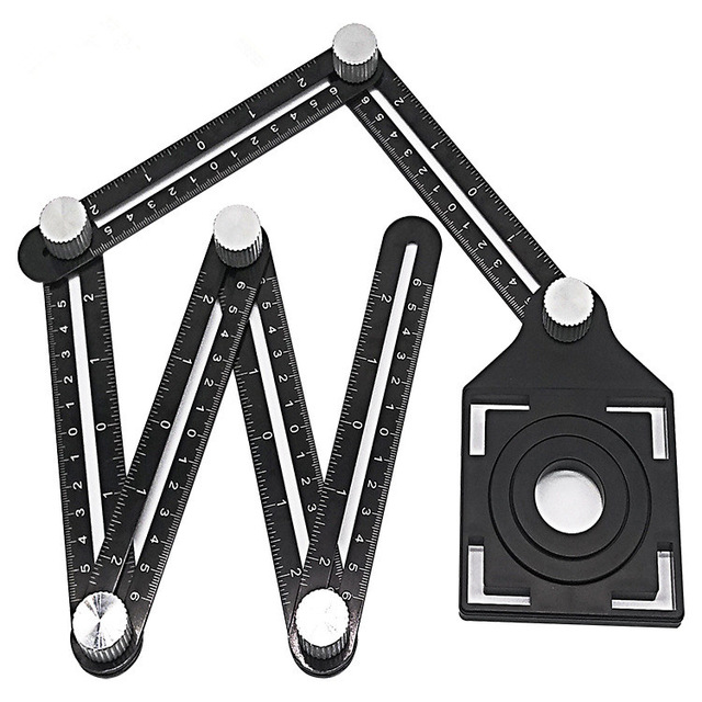 

Six fold ruler Tile hole locator Mason tile paving glass Universal punching artifact Aluminum alloy Protractor