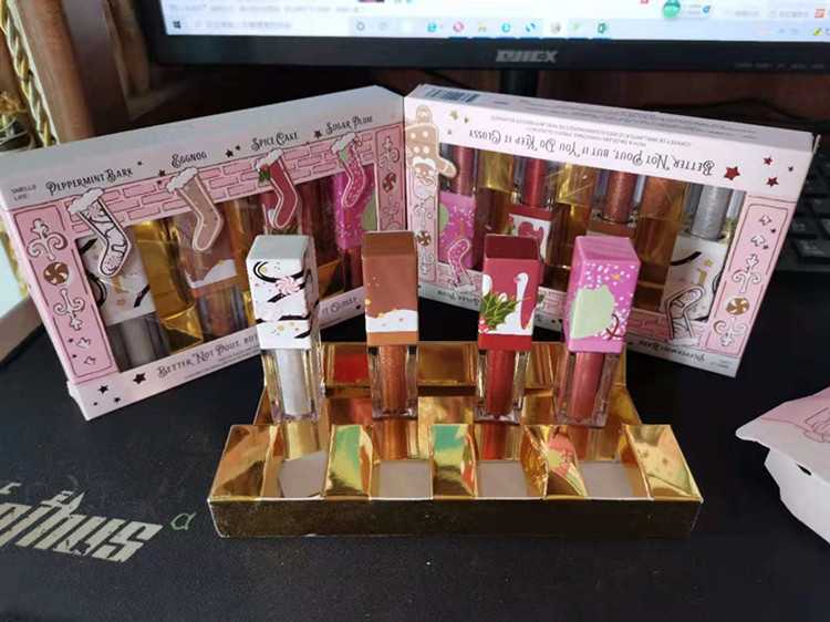 

Dropshipping freeshipping New Make up lip gloss Better Not Pout But If You Do Keep It Glossy Lip Set 4pcs/Box, Mixed color