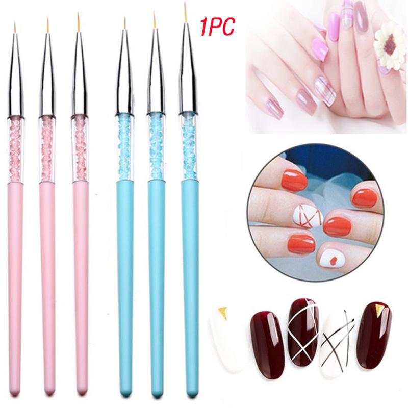 

3Pcs Nail Art Brush Pen Stripe Liner Brush Rhinestones Handle Drawing Painting Lines Grid Nail Pen DIY Design Manicure Tool