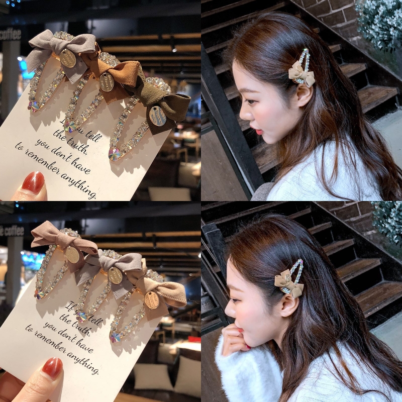 

Kimter Barrettes Colorful Rhinestone Hairpin Fabric Bow Hair Clip Lady Bling Hairclips for Women Girls Fashion Accessories M939F