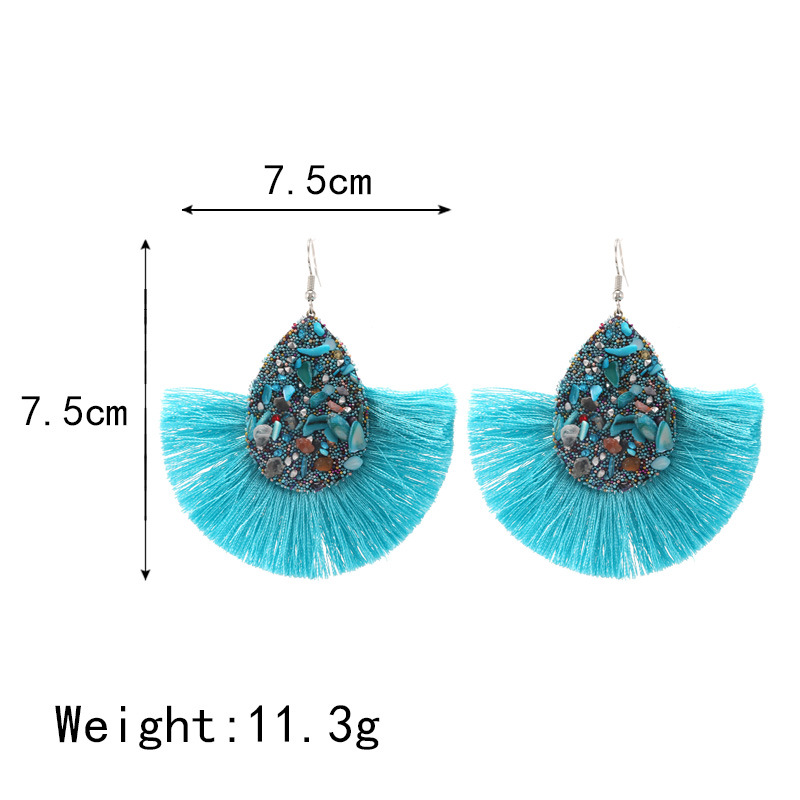 

Wholesale- Bohemian Statement Sector Tassel Earrings Vintage Ethnic Drop Dangle Fringe Fashion Jewelry Druzy Earrings Womens Jewelry Gifts