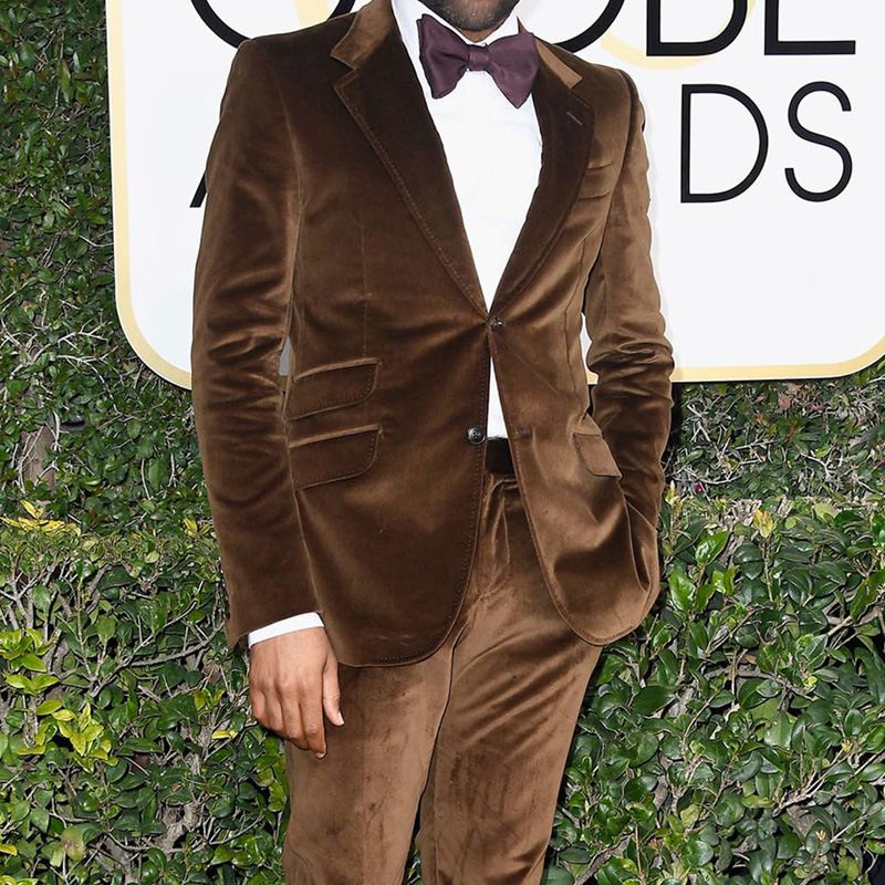 

Brown Velvet Prom Suits for Men Slim fit 2 Piece Custom Wedding Groom Tuxedos Man Suit Set Jacket with Pants Fashion Clothes