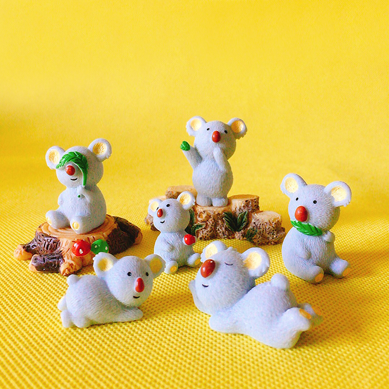 

6 Pcs Koala bears/miniatures/cute/ fairy garden/gnome/moss terrarium decor/crafts/bonsai/bottle garden/ DIY supplies