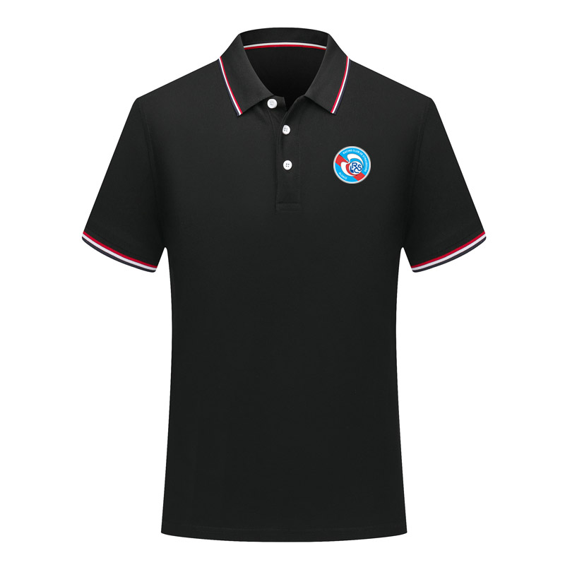 

men rc strasbourg Soccer Polo Shirt Football Short Sleeve polo shirt summer Fashion shirt training Polo Shirts soccer jersey Men's Polos, White;black