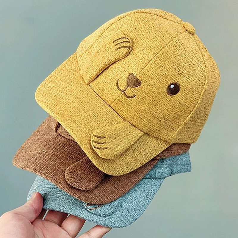 

New style autumn children hat cartoon Beret boy girl winter baseball cap cartoon fashion style warm hat Bonnet funny wrap cap, Grey