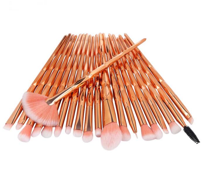 

Professional makeup brushes set for eye shadow eyebrow 20pcs brush tools plastic diamond handle DHL Free cosmetics accessories