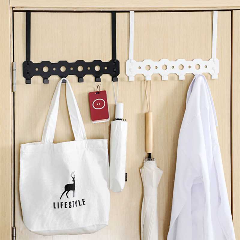

Home Iron Door Hook Free Punch Bathroom Hanger Bedroom Door Clothes Hat Storage Shelves Clothes Pothook Hanger Holder