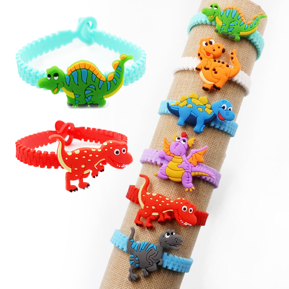 

Dinosaur Silicone Bracelet Kids Wedding Party Favors Gift free shipping kid jewelry free shipping high quality wholesale 2020 new hot sell, Red;brown