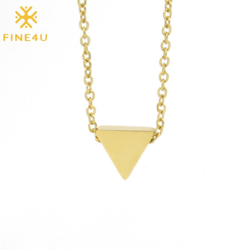 

Pendant Necklaces FINE4U N566 Stainless Steel Cute Geometric Triangle Necklace Tiny Gold Color Delicate Simple Jewelry For Women