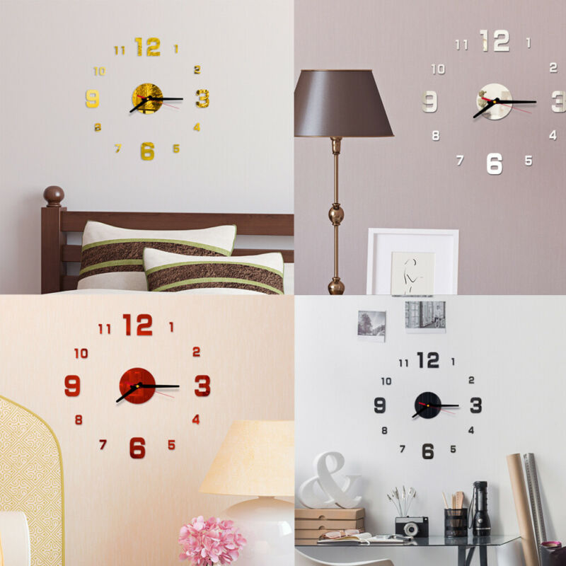 

Free shipping Home Decor Modern Art DIY Wall Clock 3D Self Adhesive Sticker Home Office Kitchen Decor