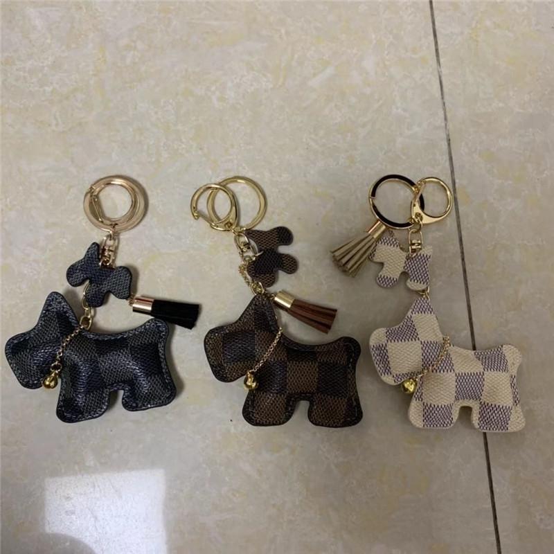 

Dog Design Bag Charm Keyring Accessories Fashion Tassel Key Rings PU Leather Bell Car Keychain Holder Cartoon Jewelry Key Chain Pendant Gift