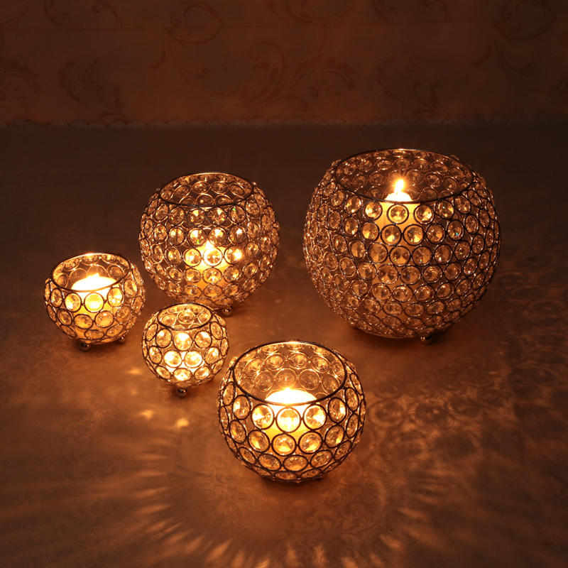 Crystal Tea Light Candle Holders For Wedding Table Centerpieces Dining Room Christmas Home Decorative Candle Lantern Silver Gold Set Of 3 Glass Candle