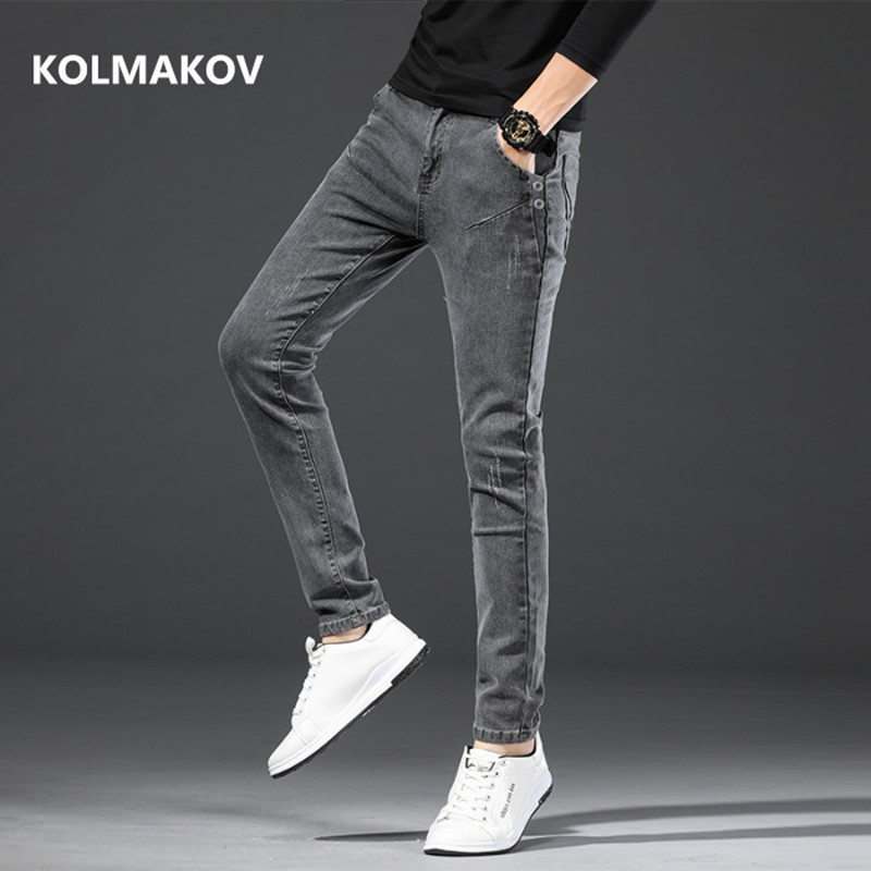 

2020 new arrival high quality casual slim grey jeans men ,men's pencil pants ,skinny jeans men casual Slim Fit Trousers, Dark grey