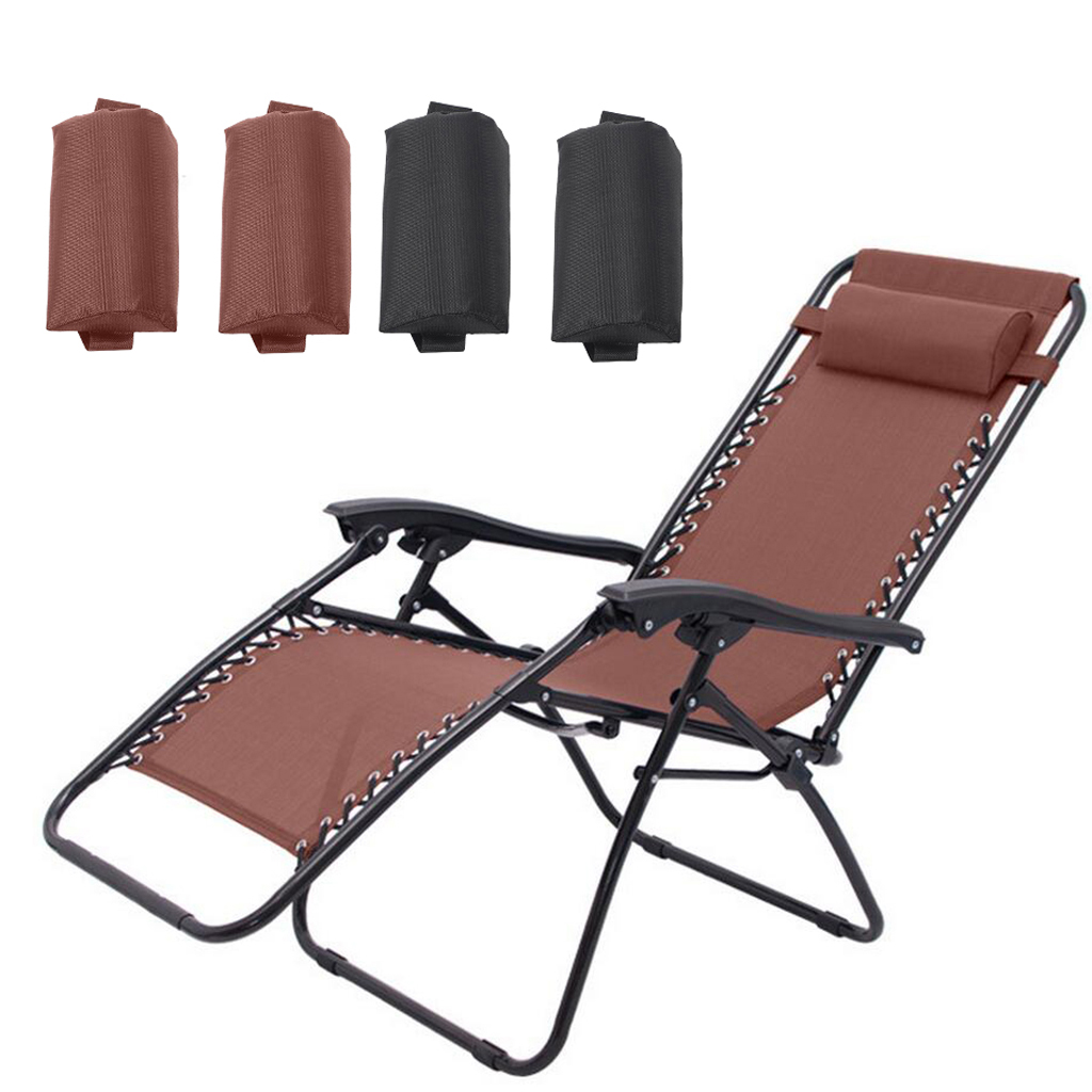 4PC Folding Recliner Chairs Head Cushion Pillow For Outdoor Home Sun Lounger-image-553603103